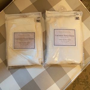 Pair of Ivory 63" Long Crushed Voile Sheer Curtain Panels